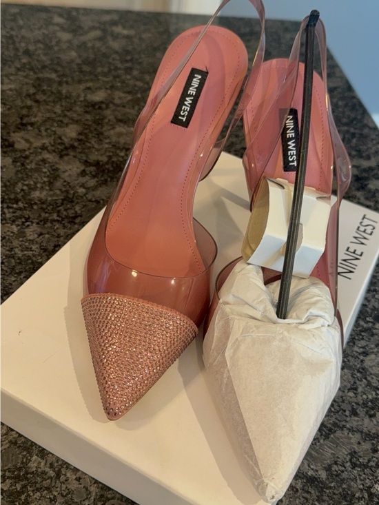 Nine West Shoes - Nine West Rose Pink Rhinestone Pointed-Toe Slingback Pumps